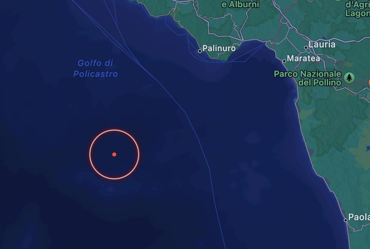 Scossa di terremoto in mare a largo della costiera Cilentana