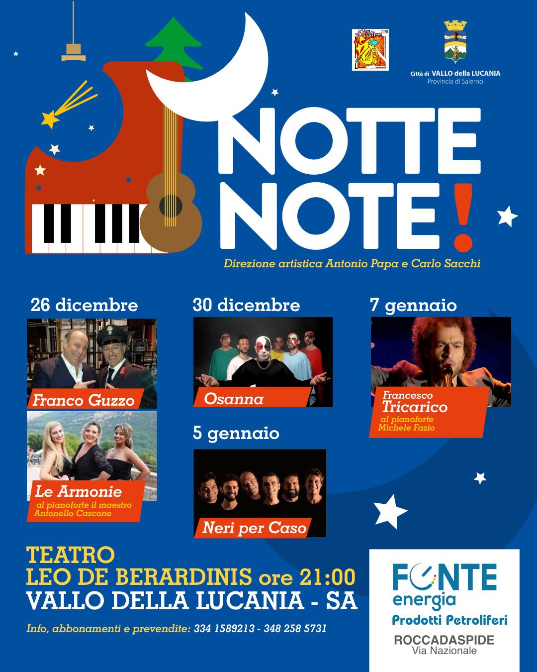 Musica e comicità al De Berardinis di Vallo della Lucania con la rassegna “Notte Note”
