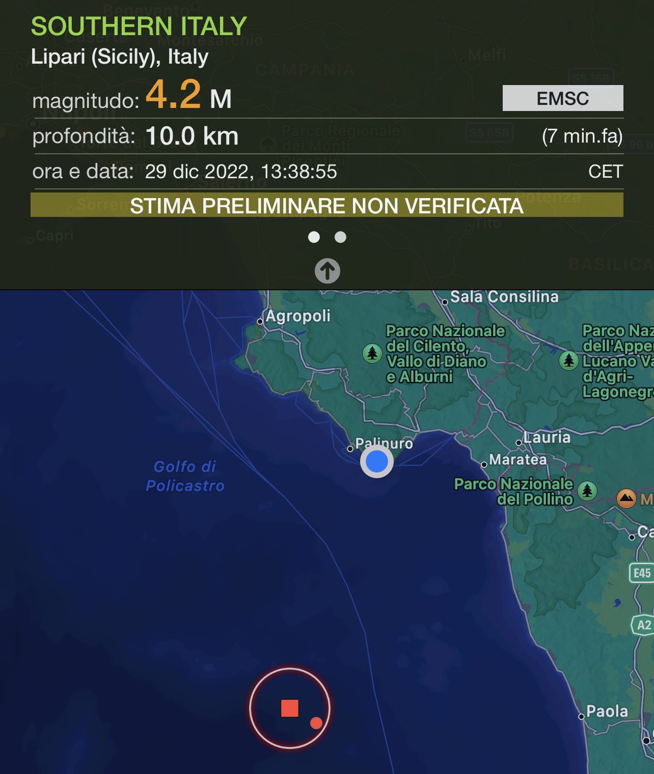 Scossa di terremoto avvertita nel Cilento