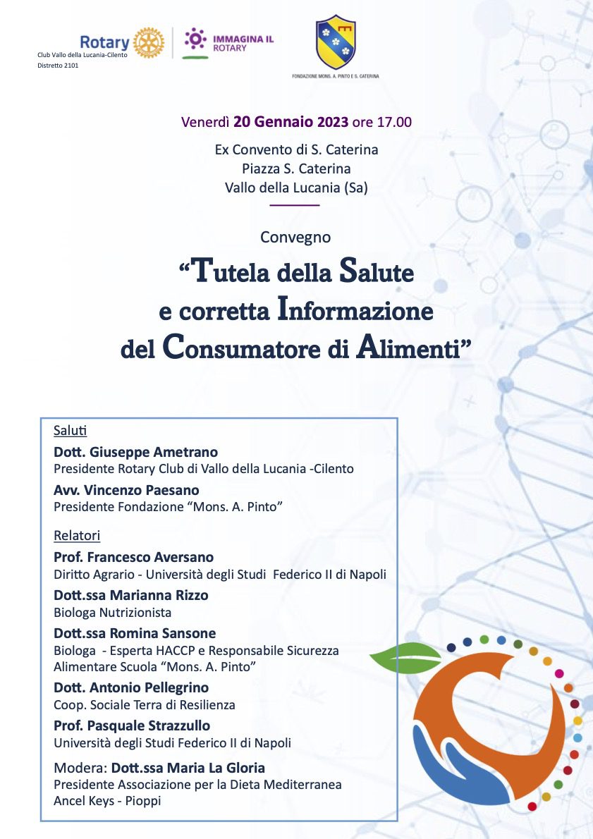 A Vallo della Lucania il convegno del Rotary su «Tutela della Salute e corretta informazione del consumatore di alimenti»