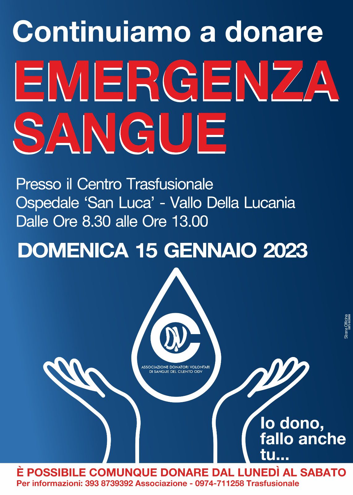 Vallo della Lucania, domenica di donazione di sangue al centro trasfusionale