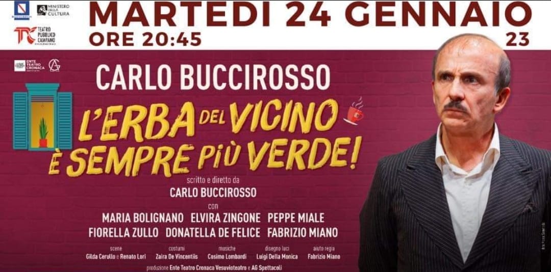 Buccirosso torna al “De Filippo” di Agropoli con il suo ultimo spettacolo “L’erba del<br>vicino è sempre più verde”