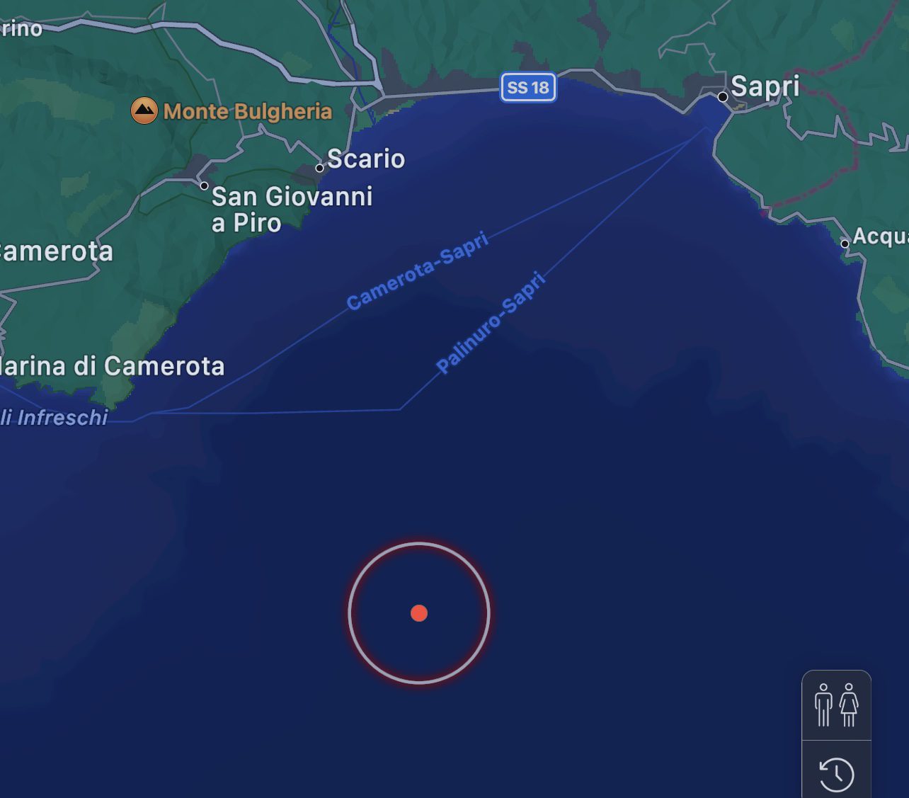 Scossa nel Golfo di Policastro: terremoto nel cuore della notte, magnitudo 2.8