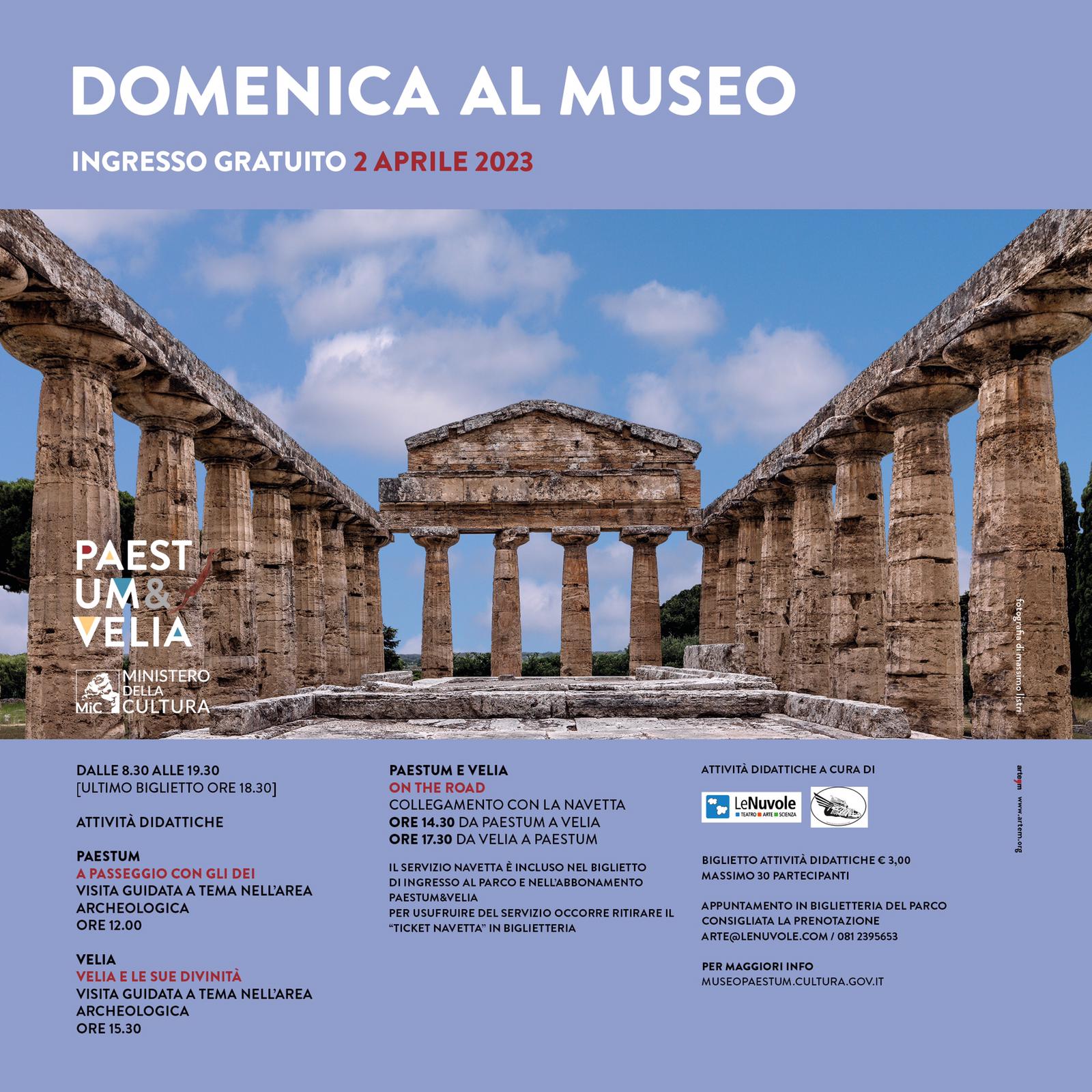 Domenica al Museo, il 2 aprile si entra gratis a Paestum e Velia: ecco il programma