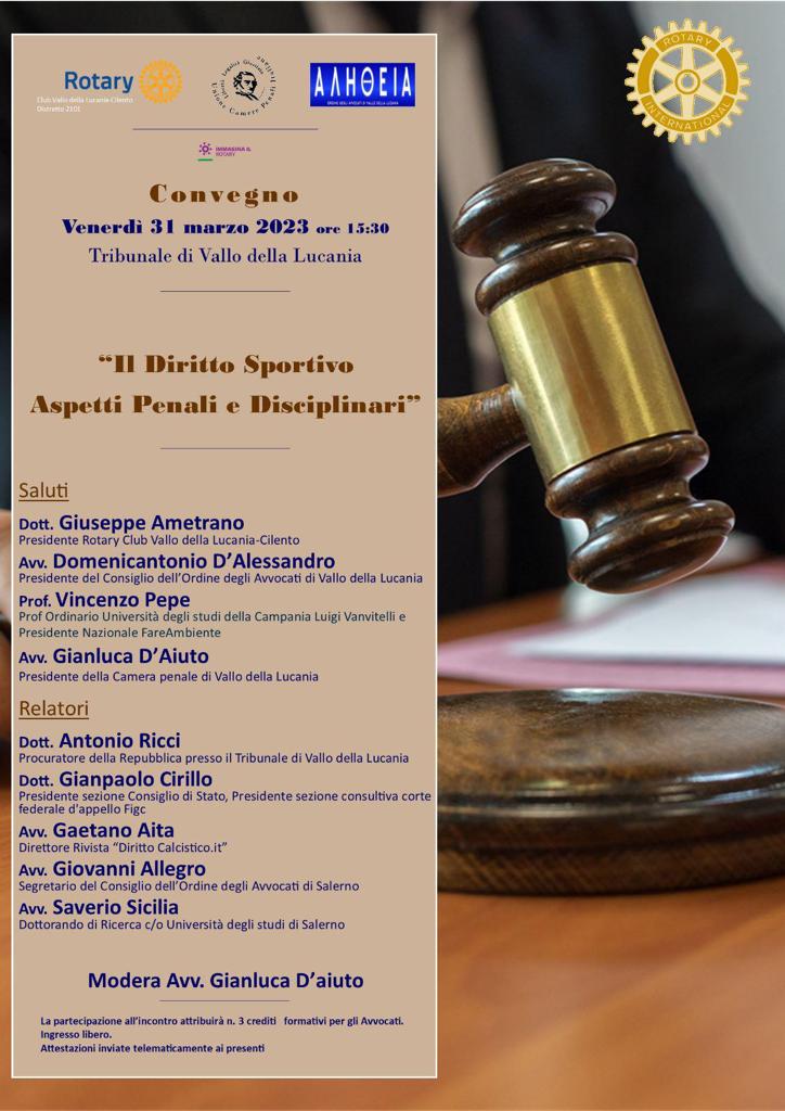 «Il diritto sportivo aspetti penali e disciplinari», il convegno al tribunale di Vallo della Lucania