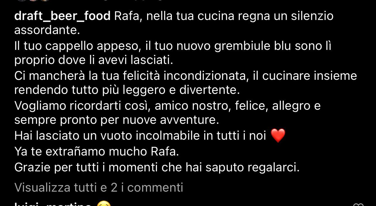 Tragedia di Caprioli, i colleghi di Rafael Stifano: «Nella tua cucina un silenzio assordante»