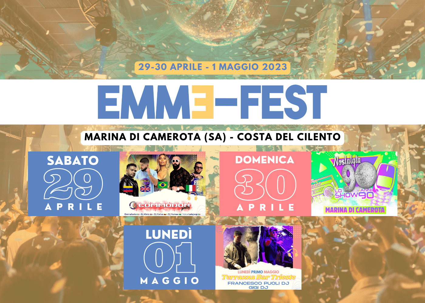 Camerota, boom presenze: weekend con Emme-Fest. Il programma