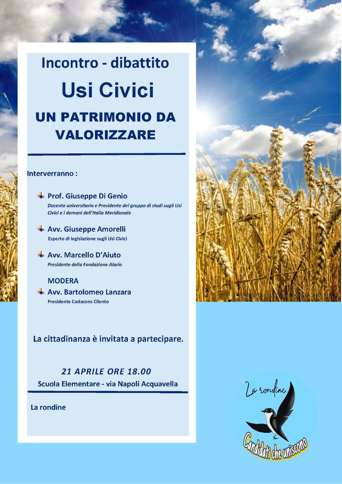 Ad Acquavella l’incontro su «Usi civici, patrimonio da valorizzare»