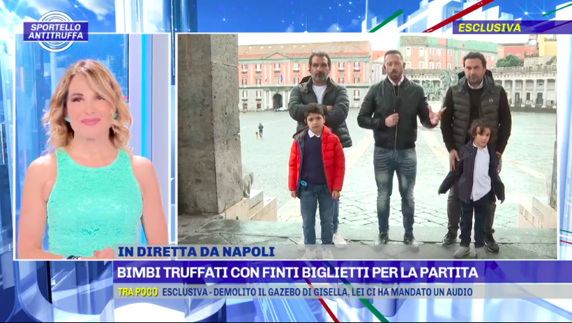 Pomeriggio 5, la sorpresa di Barbara D’Urso ai bimbi di Scario truffati con finti biglietti della partita