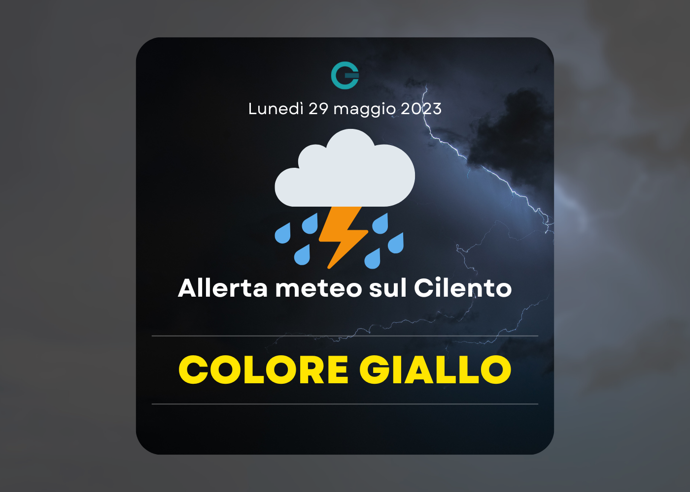 Nuova allerta meteo sul Cilento