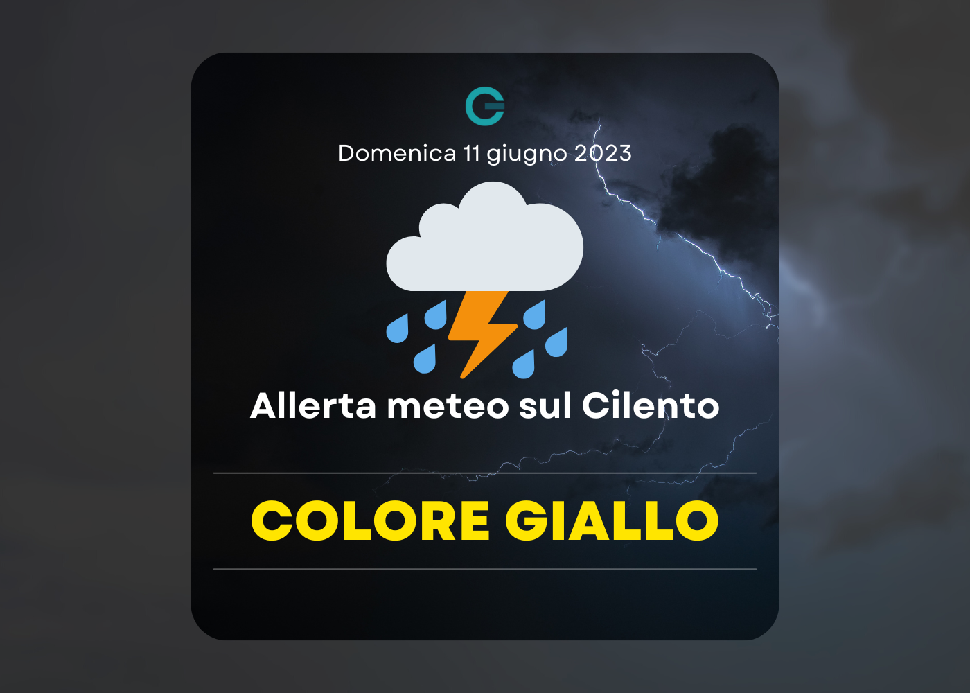 Allerta meteo gialla sul Cilento e sul Vallo di Diano