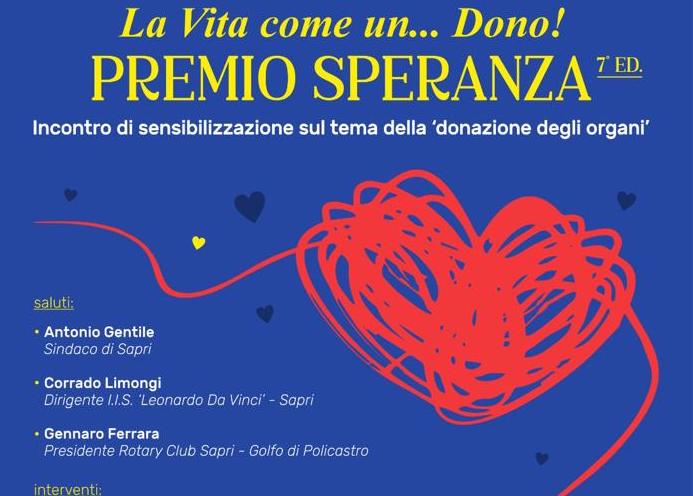 Donazione degli organi, il Premio Speranza a Sapri tra i banchi di scuola