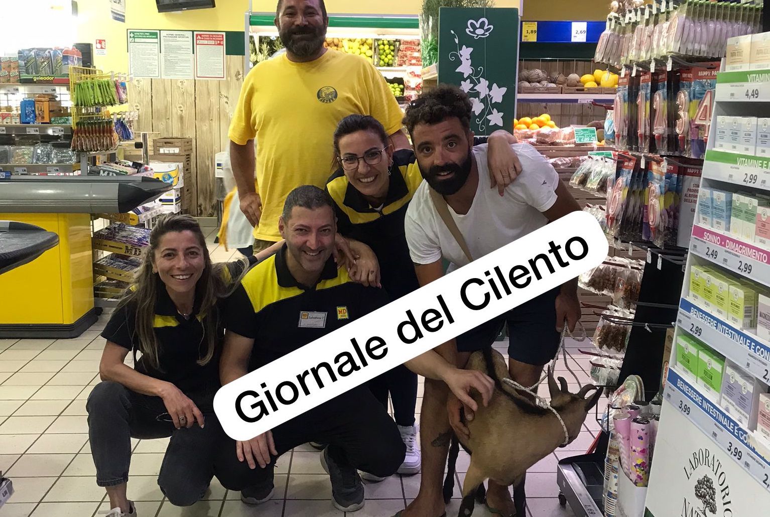 Camerota, capretta beccata mentre fa la ‘spesa’: selfie con lo staff