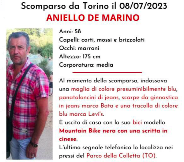 Cilentano scomparso a Torino, si cerca Aniello De Marino