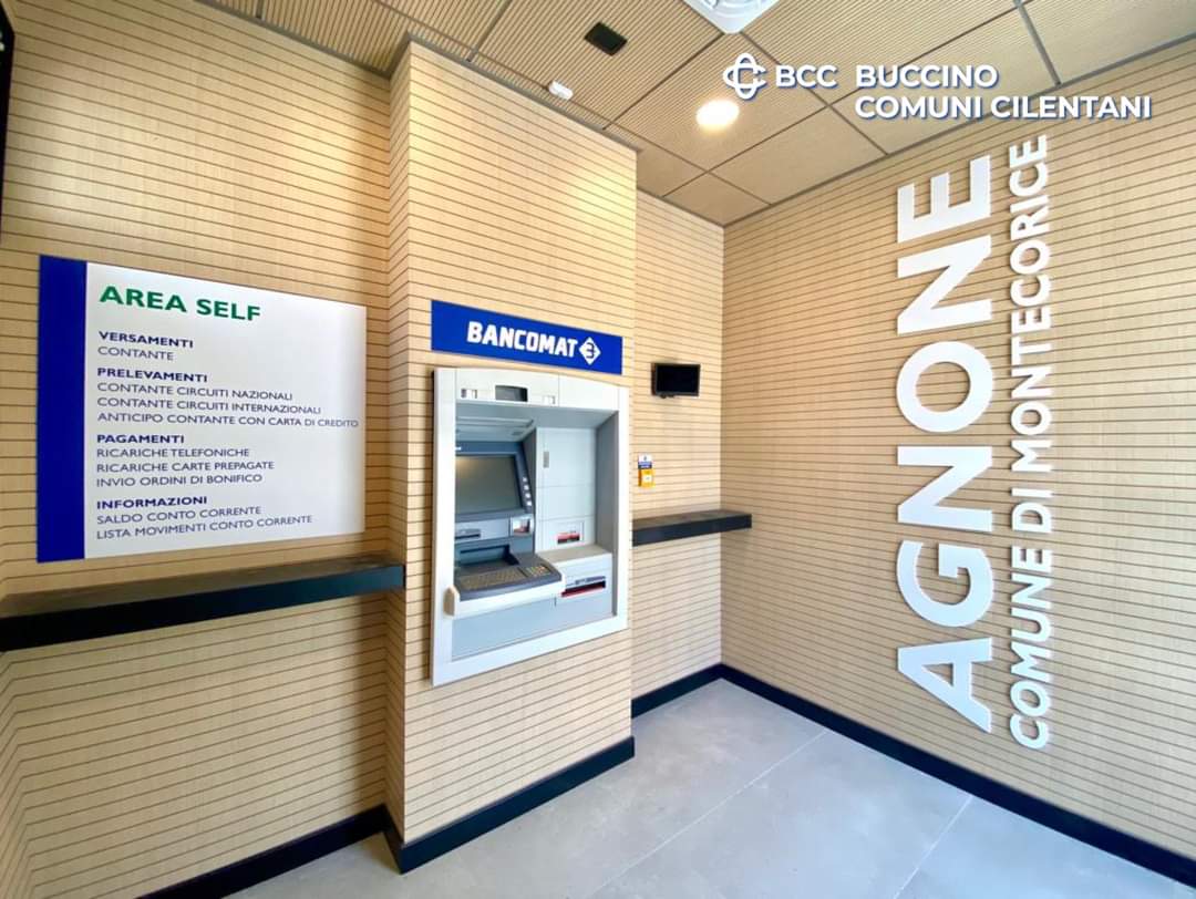 Bcc Buccino Comuni Cilentani inaugura nuovo Atm ad Agnone Cilento