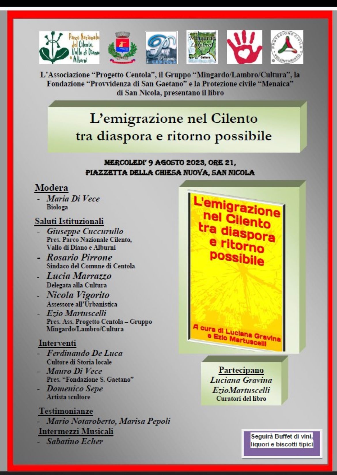L’emigrazione nel Cilento, a San Nicola di Centola la presentazione del libro sulla storia tra diaspora e speranza