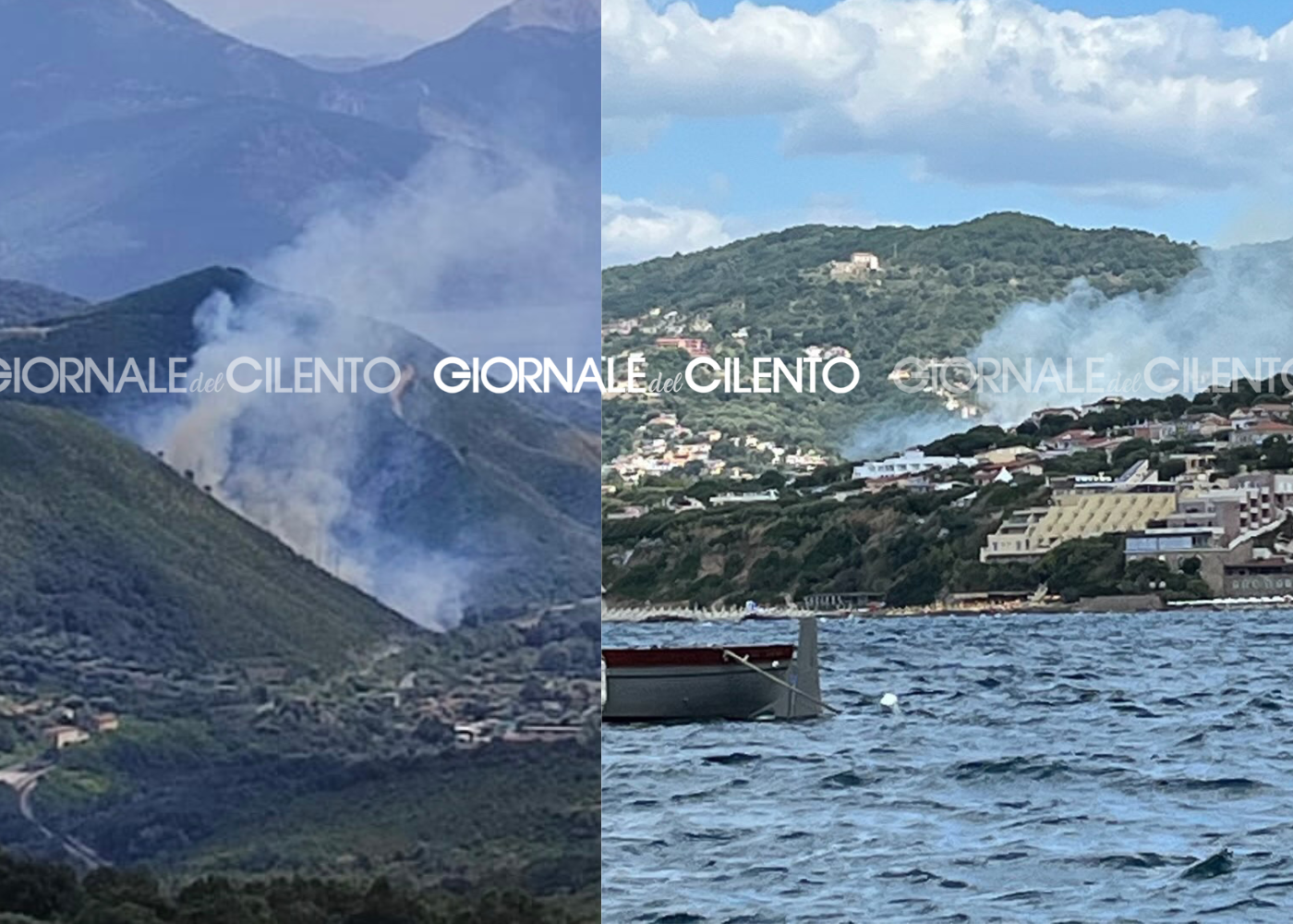 Cilento, vento forte e incendi: fiamme lambiscono abitazioni | FOTO