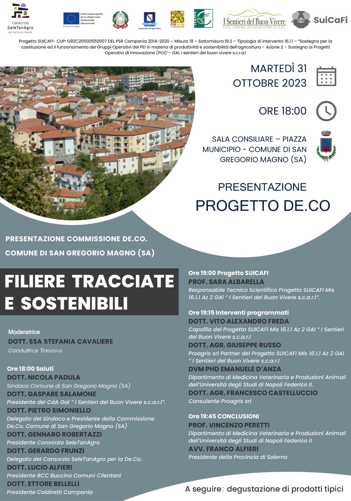 Presentazione del progetto De.Co a San Gregorio Magno, filiera tracciata e sostenibile