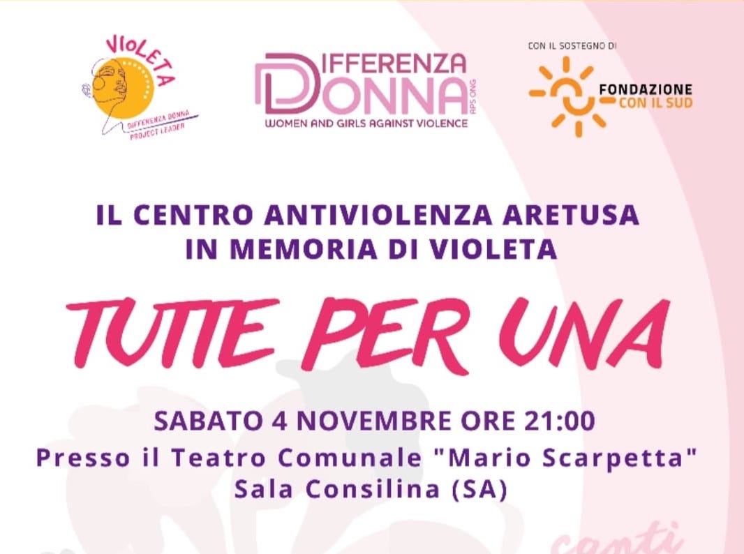 Sala Consilina, il centro antiviolenza Aretusa ricorda Violeta con ‘Tutte per una’