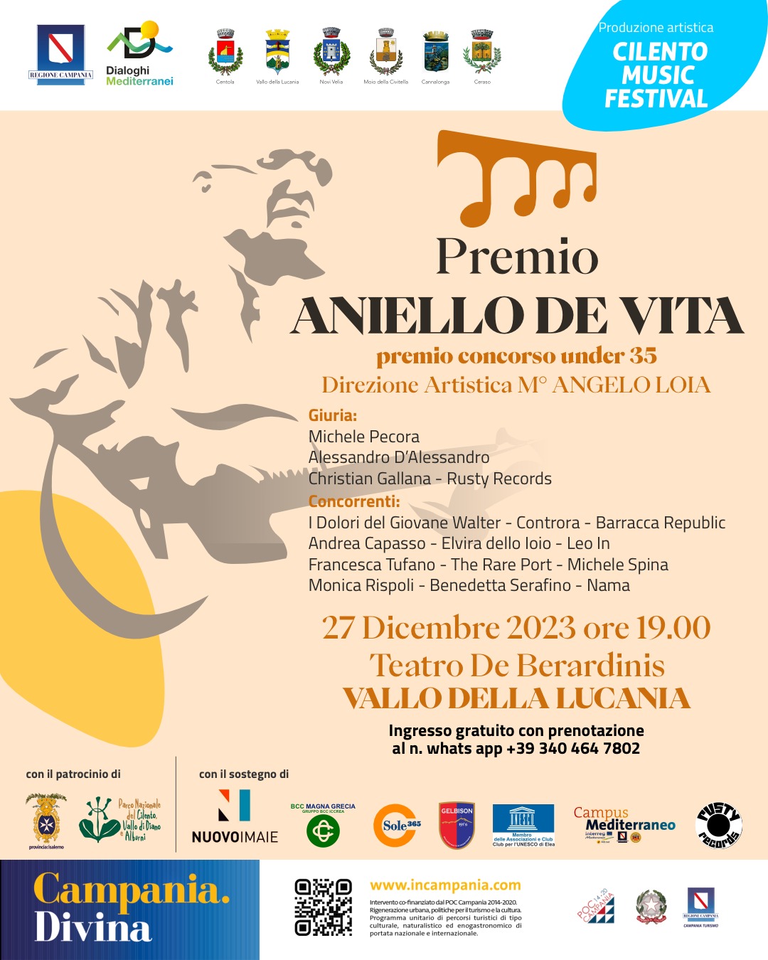 Vallo della Lucania, attesa per il premio musicale Aniello De Vita