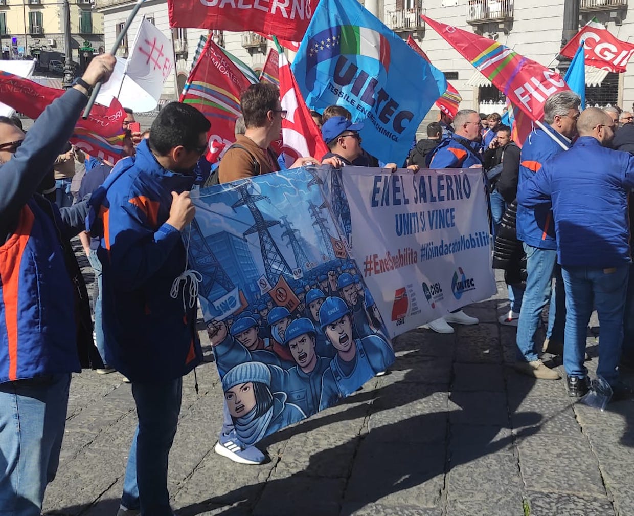 I dipendenti dell’Enel nel Salernitano allo sciopero generale di Roma