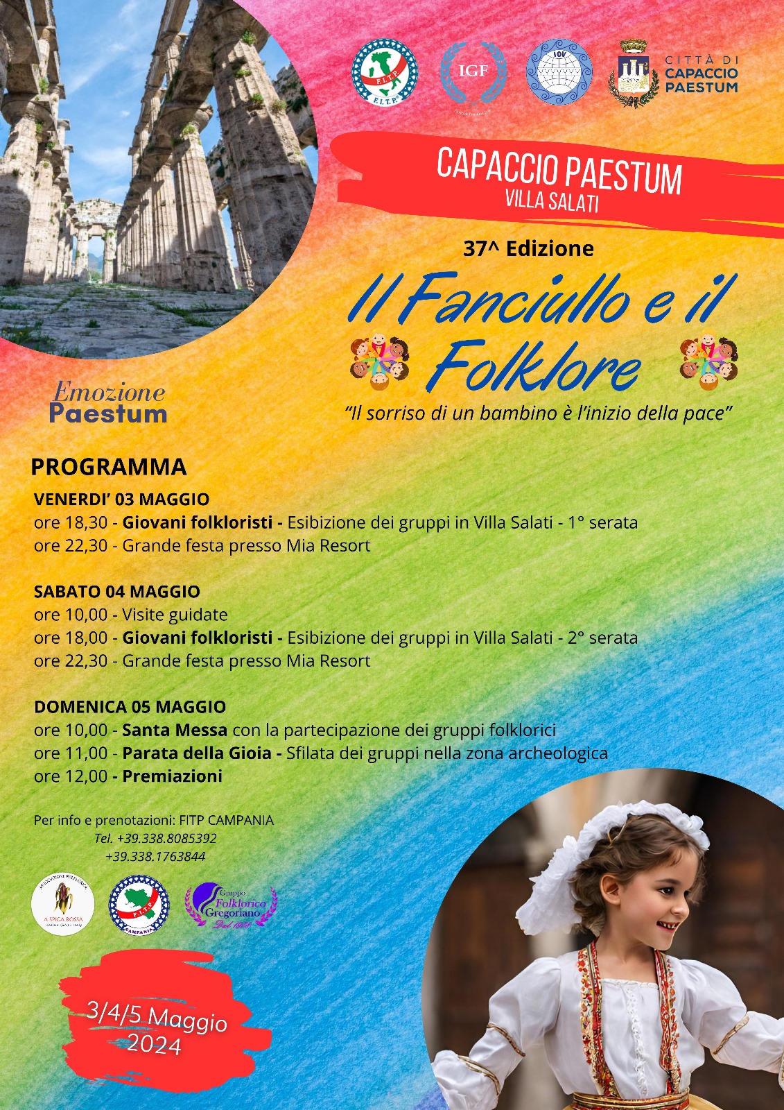 Il Fanciullo e il Folklore, in arrivo a Capaccio Paestum mille figuranti da tutta Italia e Europa