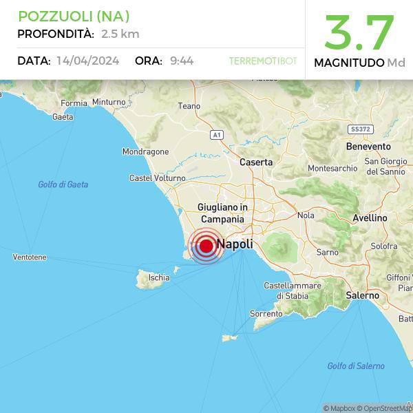 Tre scosse di terremoto scuotono Napoli: popolazione in allarme, sindaco in strada