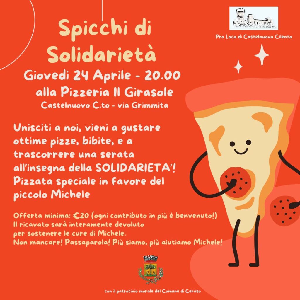 “Spicchi di Solidarietà”: nel Cilento una serata benefica per aiutare il piccolo Michele