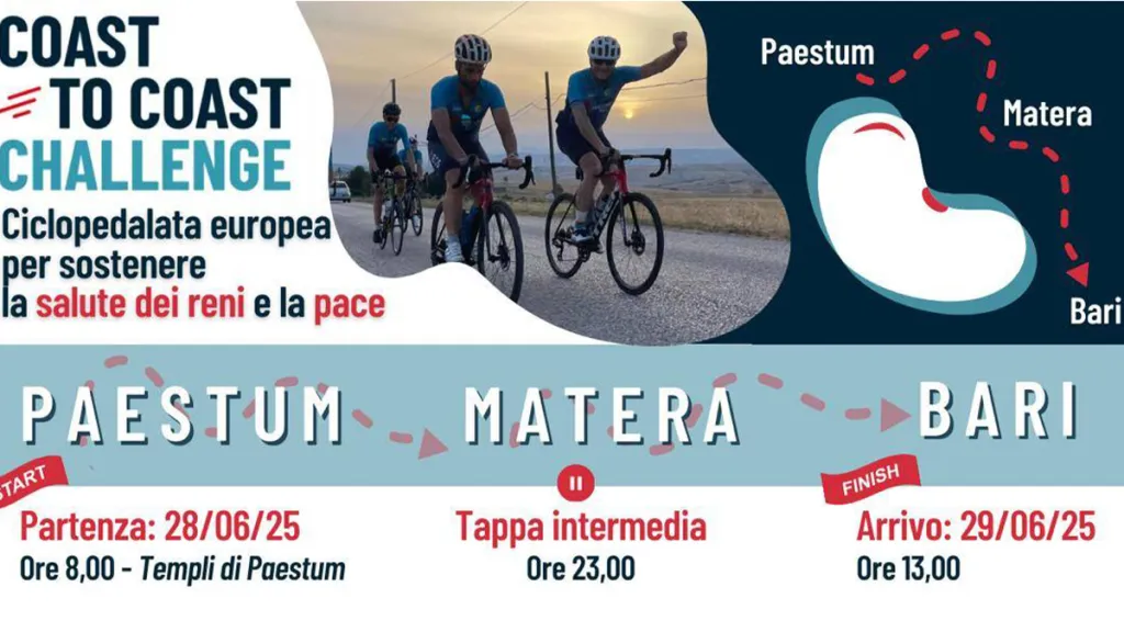 La ciclopedalata europea per la salute dei reni e la pace fa tappa a Sant’Arsenio il 28 giugno