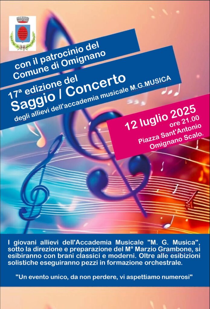 Omignano Scalo, saggio conclusivo dell’Accademia ‘M.G. Musica’: da 17 anni al fianco dei giovani musicisti