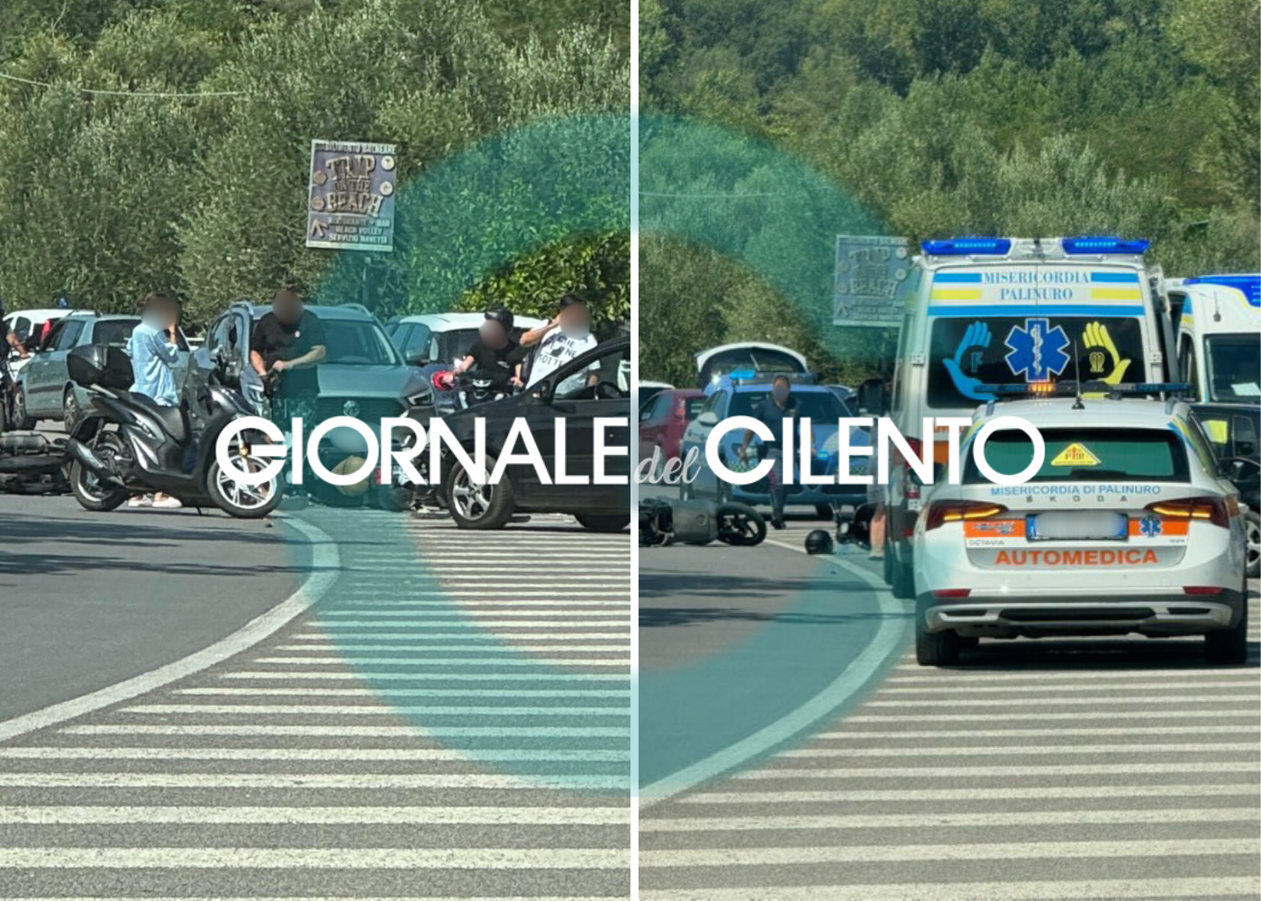 Palinuro, scontro tra auto e scooter: due feriti e traffico in tilt