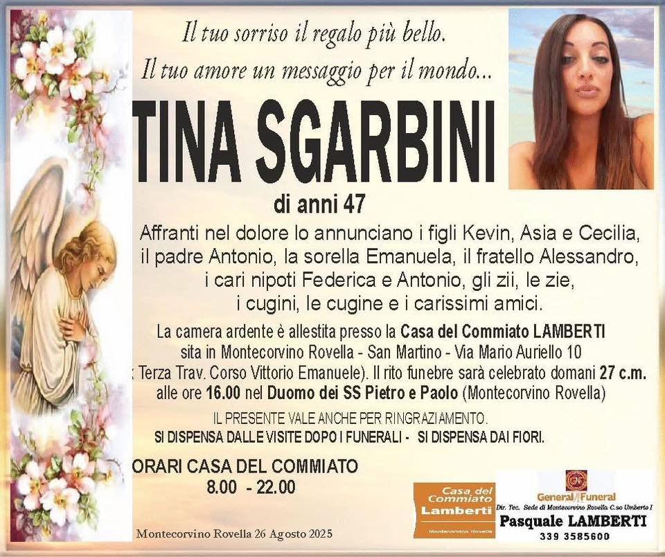 Montecorvino Rovella, oggi l’addio a Tina Sgarbini: strangolata dall’ex compagno