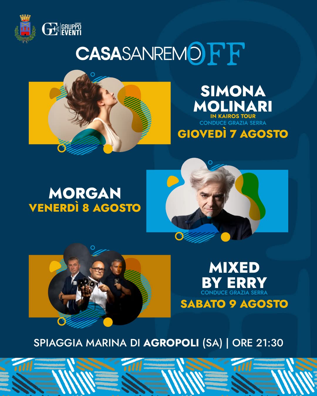 Casa Sanremo OFF: ad Agropoli Morgan, Mixed By Erry e Simona Molinari