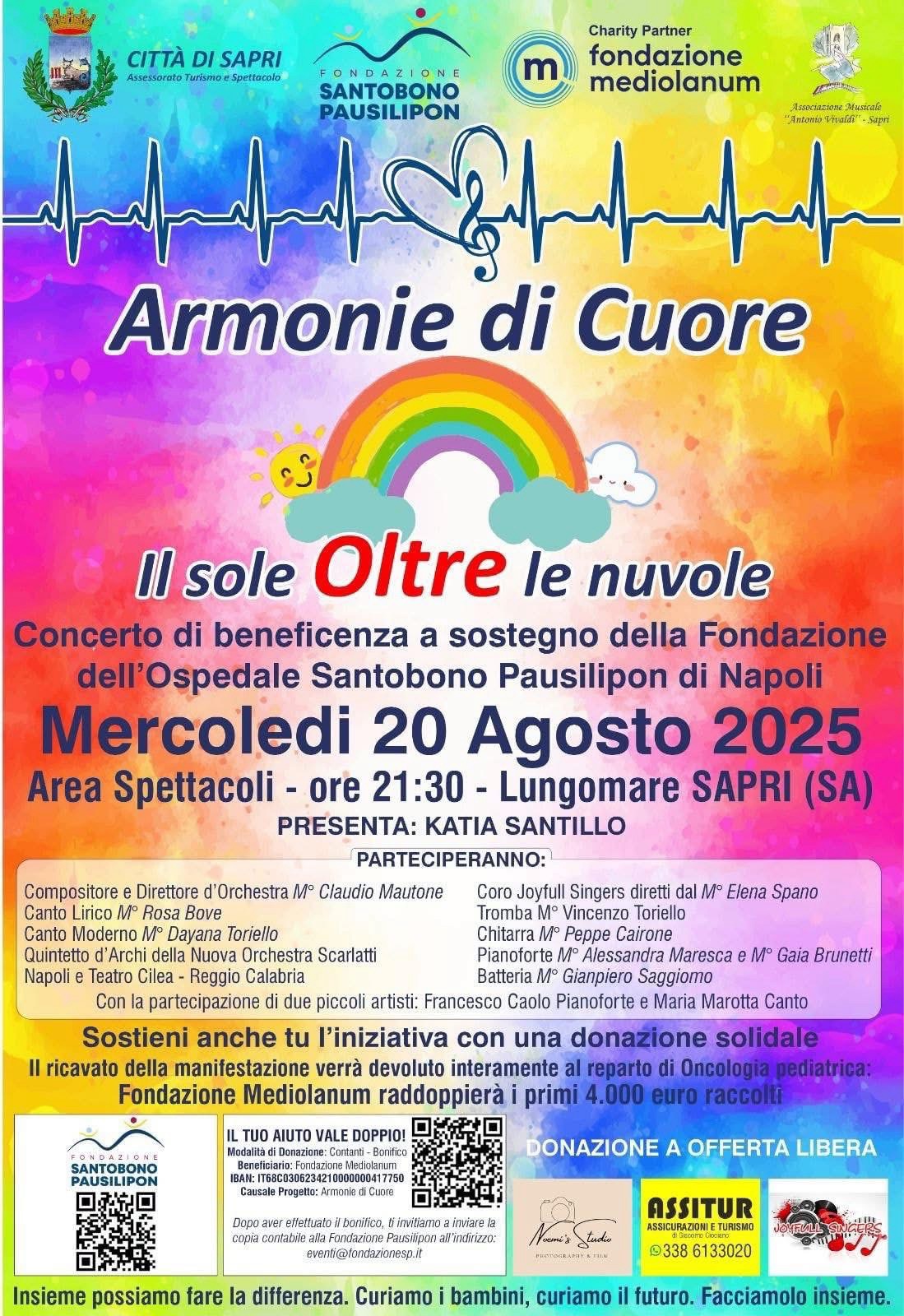 Sapri, musica e solidarietà: “Armonie di Cuore” per i bambini del Santobono Pausilipon