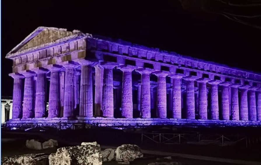 Il Tempio di Nettuno si illumina di viola per la Giornata Mondiale della Prematurità