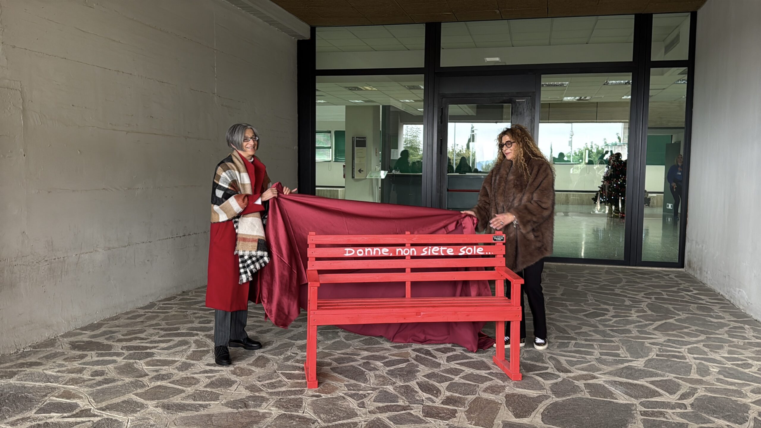 Rosso come il dolore, rosso come la speranza: la panchina dei pazienti psichiatrici al Tribunale di Vallo della Lucania