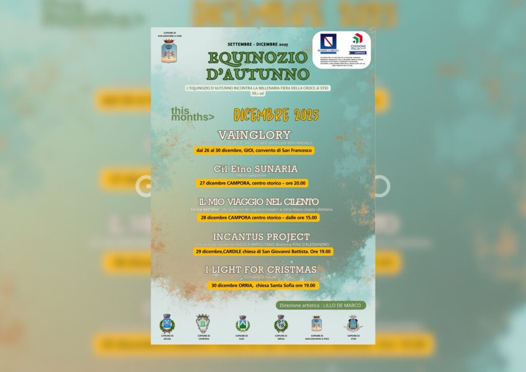 “Equinozio d’Autunno” chiude il 2025 nel Cilento tra musica, arte e tradizioni popolari