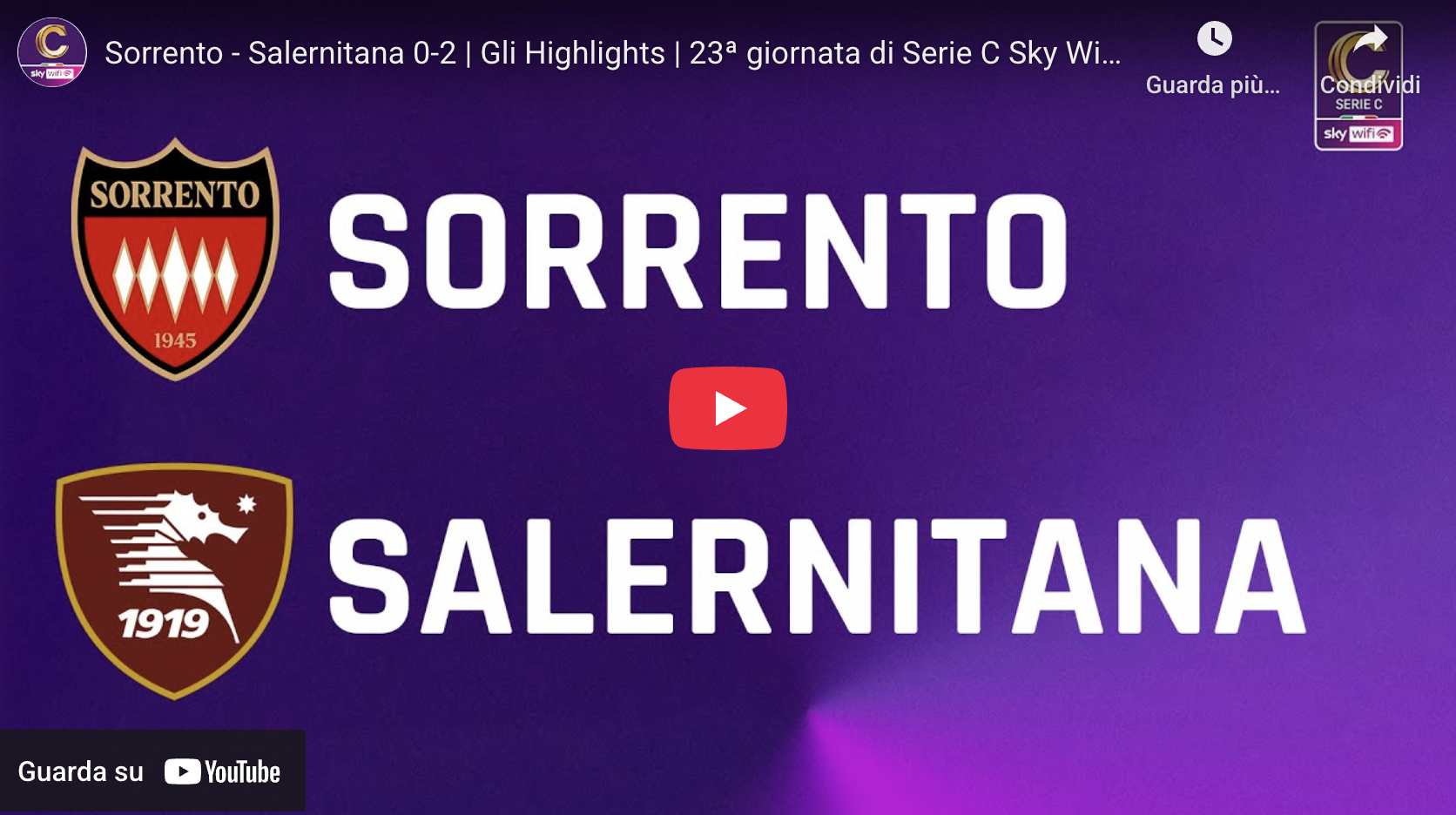 Sorrento – Salernitana 0-2 | Gli highlights