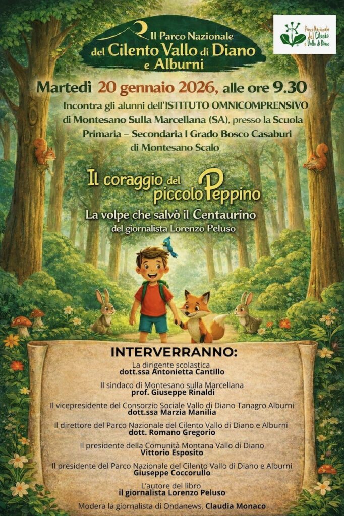 Montesano sulla Marcellana, il Parco del Cilento presenta il libro per bambini “Il coraggio del piccolo Peppino”