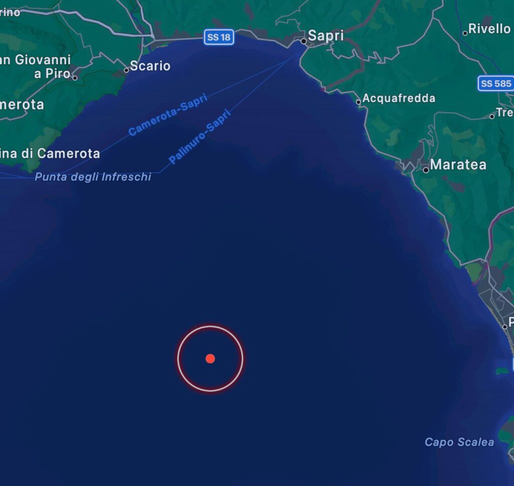 Lieve scossa di terremoto 2.7 magnitudo al largo del Golfo di Policastro