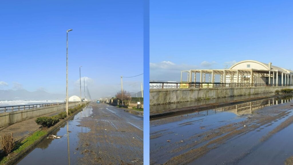 Mareggiate e vento forte: chiusa al traffico zona litoranea a Pontecagnano Faiano