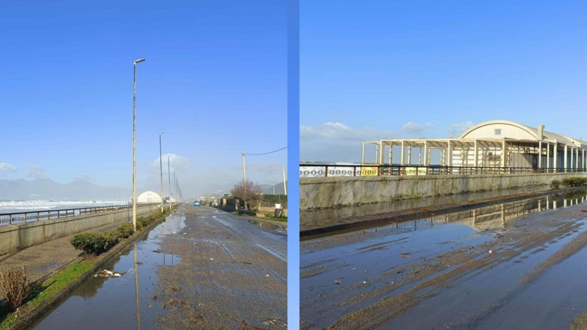 Mareggiate e vento forte: chiusa al traffico zona litoranea a Pontecagnano Faiano