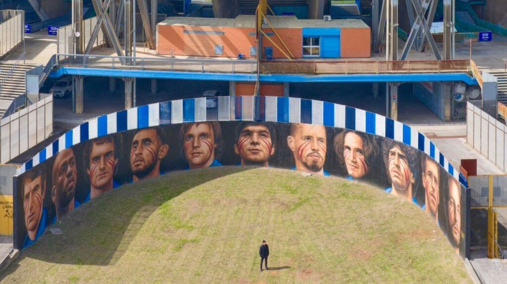Bruscolotti tra i volti celebrati nel murale di Jorit allo stadio Maradona