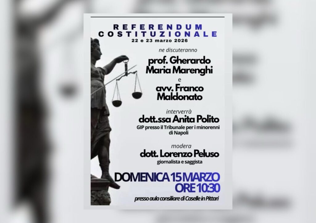 Referendum costituzionale: incontro pubblico a Caselle in Pittari il 15 marzo