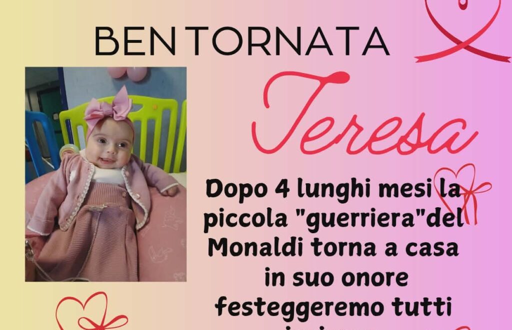 Dopo quattro mesi in ospedale, sabato Teresa torna a casa: festa a Velina