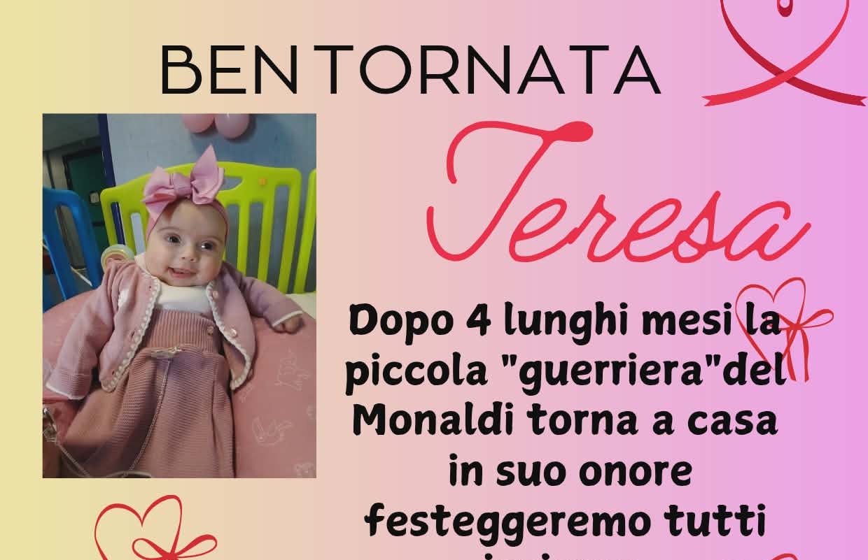 Dopo quattro mesi in ospedale, sabato Teresa torna a casa: festa a Velina