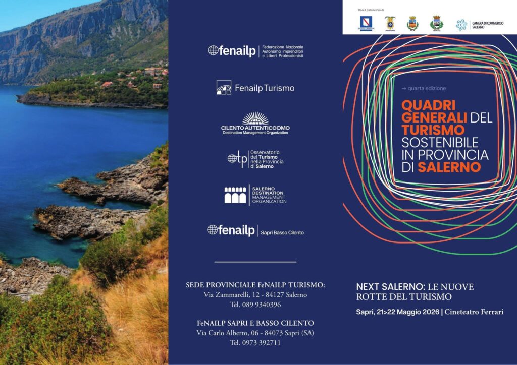 Sapri ospita la IV edizione dei Quadri Generali del Turismo Sostenibile il 21 e 22 maggio