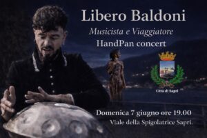 Sapri, il suono dell’handpan incontra il mare: concerto al tramonto di Libero Baldoni