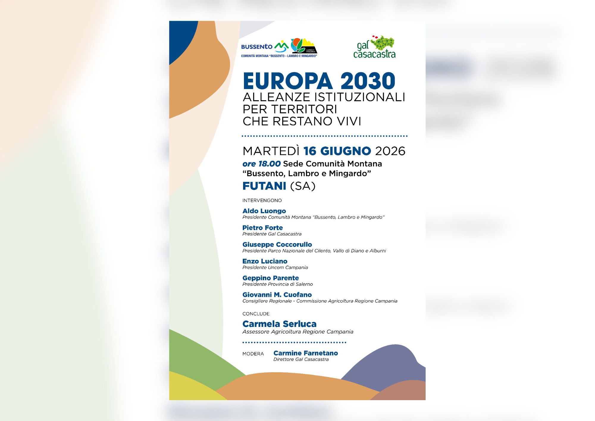 Europa 2030, a Futani il confronto sulle alleanze istituzionali per il futuro delle aree interne