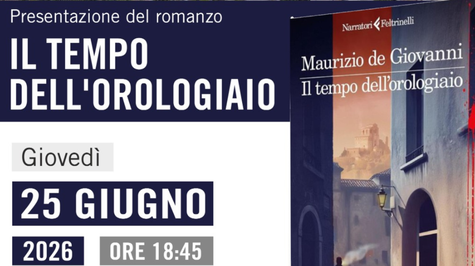 Maurizio De Giovanni arriva a Polla per presentare “Il tempo dell’orologiaio”